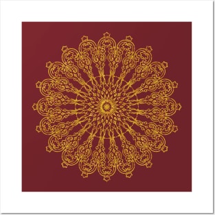 Vintage Contour Ornaments Mandala gold Posters and Art